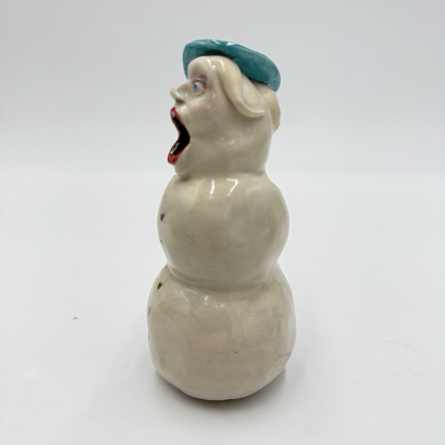 Rare Signed Studio Art Pottery Snowwoman Figurine B Clower 4.5in