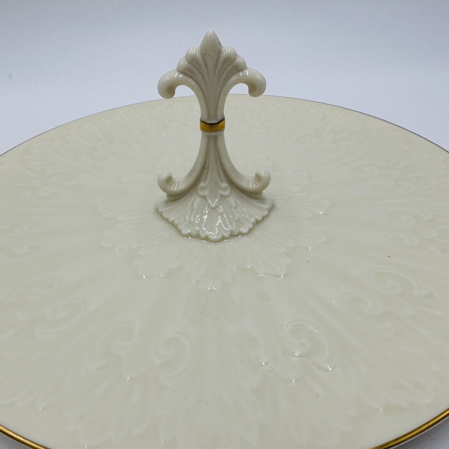 Lenox Serving Tray Center Handled Chateau Collection Gold Trim Porcelain Beige