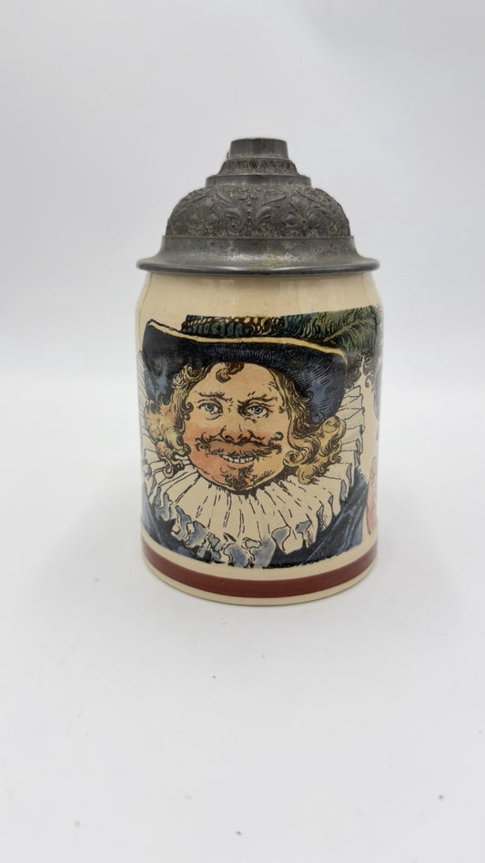 Antique Villeroy & Boch Mettlach Lidded German Beer Stein Heinrich Schlitt 1/2L