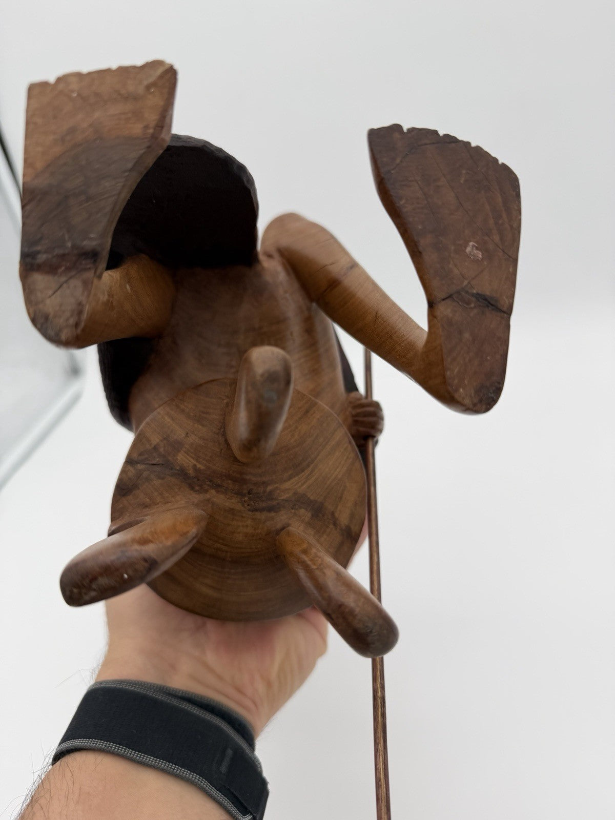 Vintage Folk Art Hand Carved Wood African Tribal Hunter Sculpture 13”H