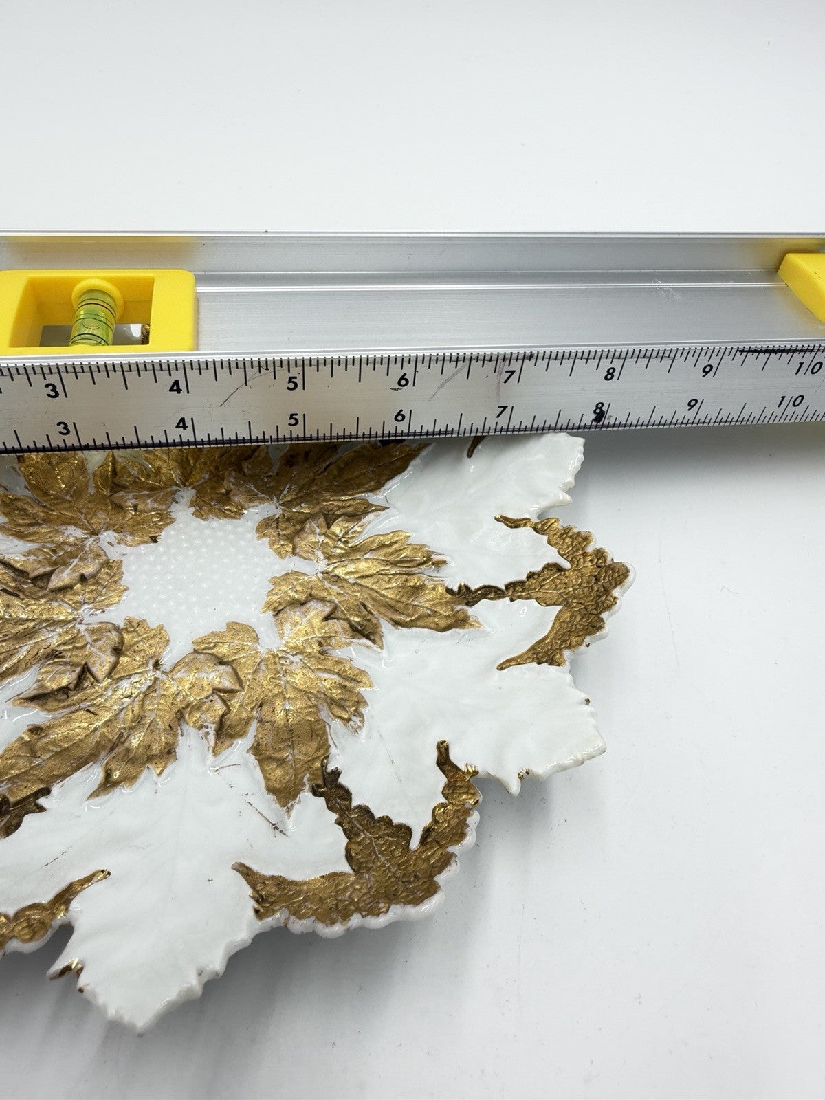 Antique 19th Century Meissen Porcelain White/Gold Gilt Leaf Plate 8” Germany