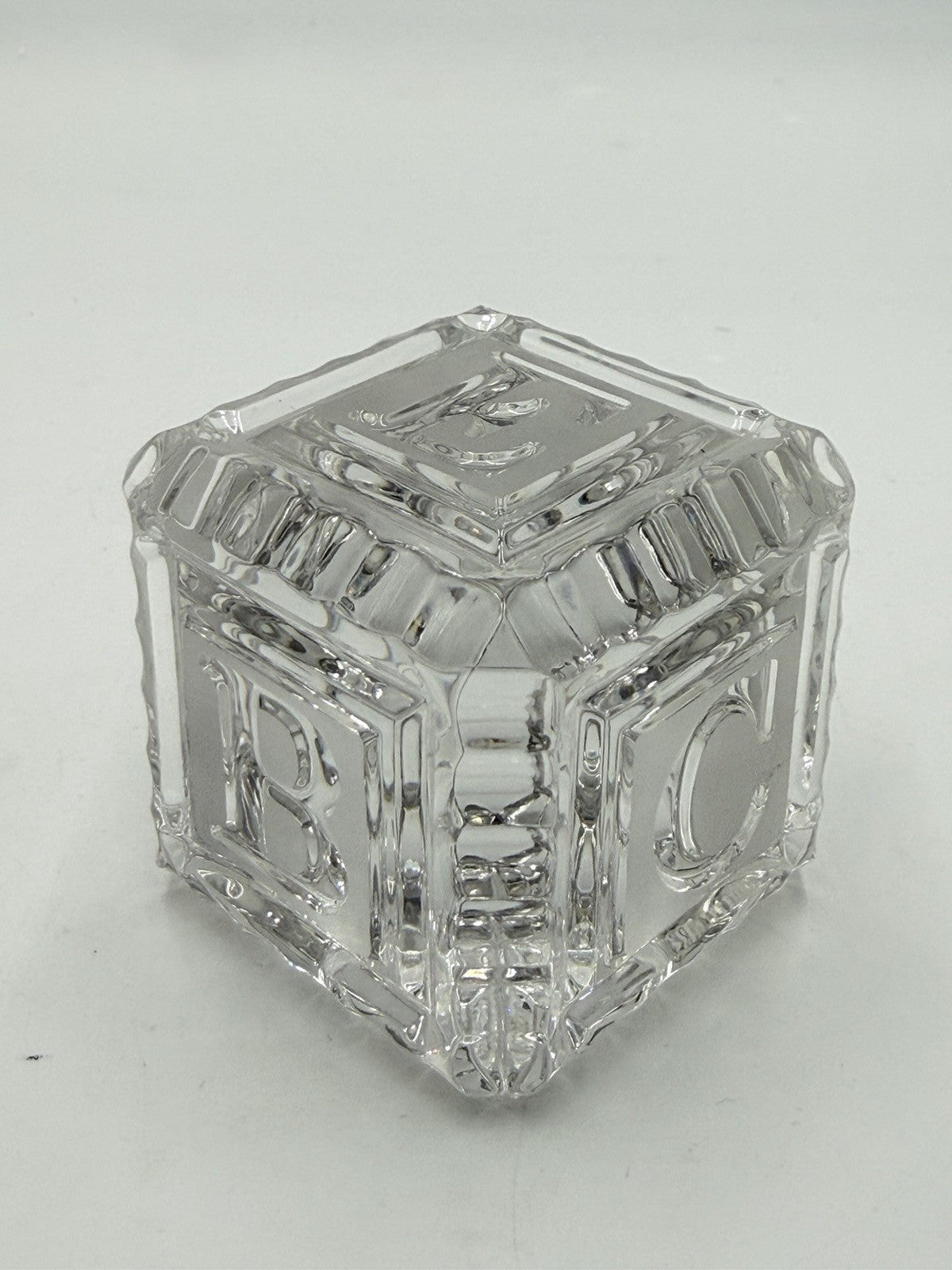 Waterford Crystal Ireland ABC Building Block Paperweight Signed Figurine 2”H