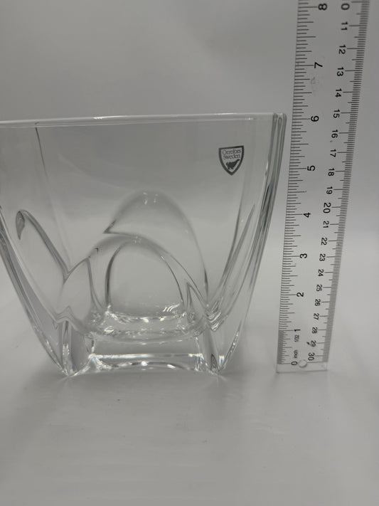 Orrefors Sweden H1253 Clear Cathedral Crystal Oblong Vase Large 6”Hx7”Lx4” Sign