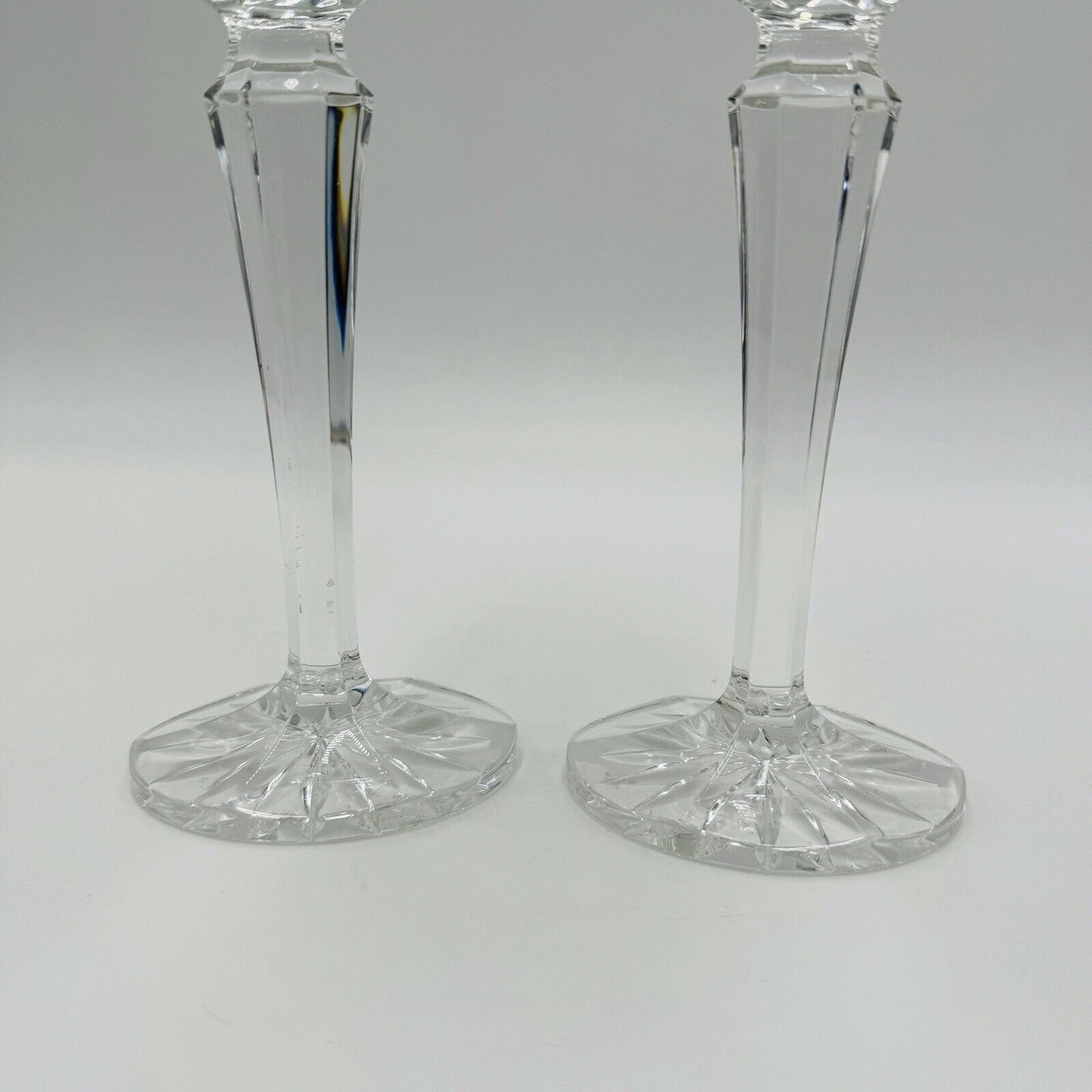 Waterford Crystal Overture Large Pair 8in Conefoot Candlesticks Vintage