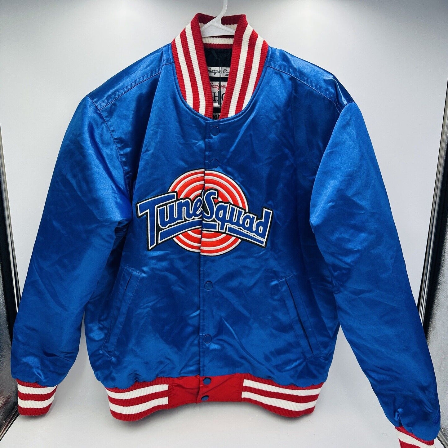 Bomber Jacket Size Small Tunesquad Bugs Bunny Satin Blue Logo Headgear Classics