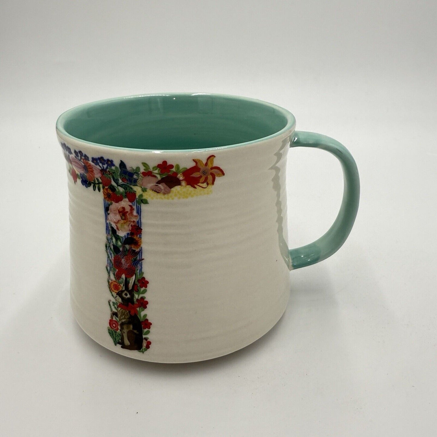 Nathalie Lete for Anthropologie Floral Monogram Letter T Mug 20oz.