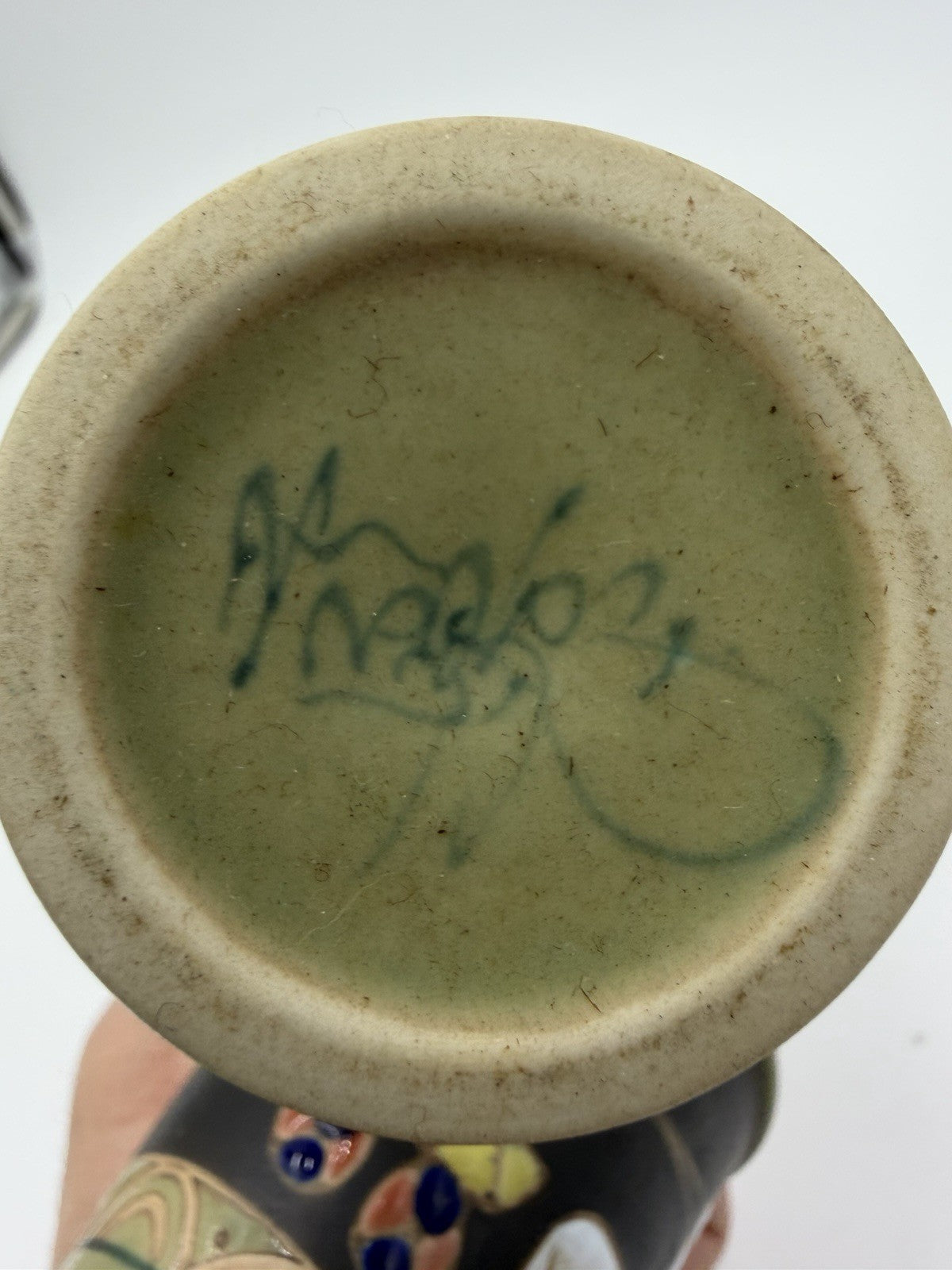 VTG Arita Cups Horse Signed Incised & Enameled Pottery Wine Goblet 4 1/2" Japan