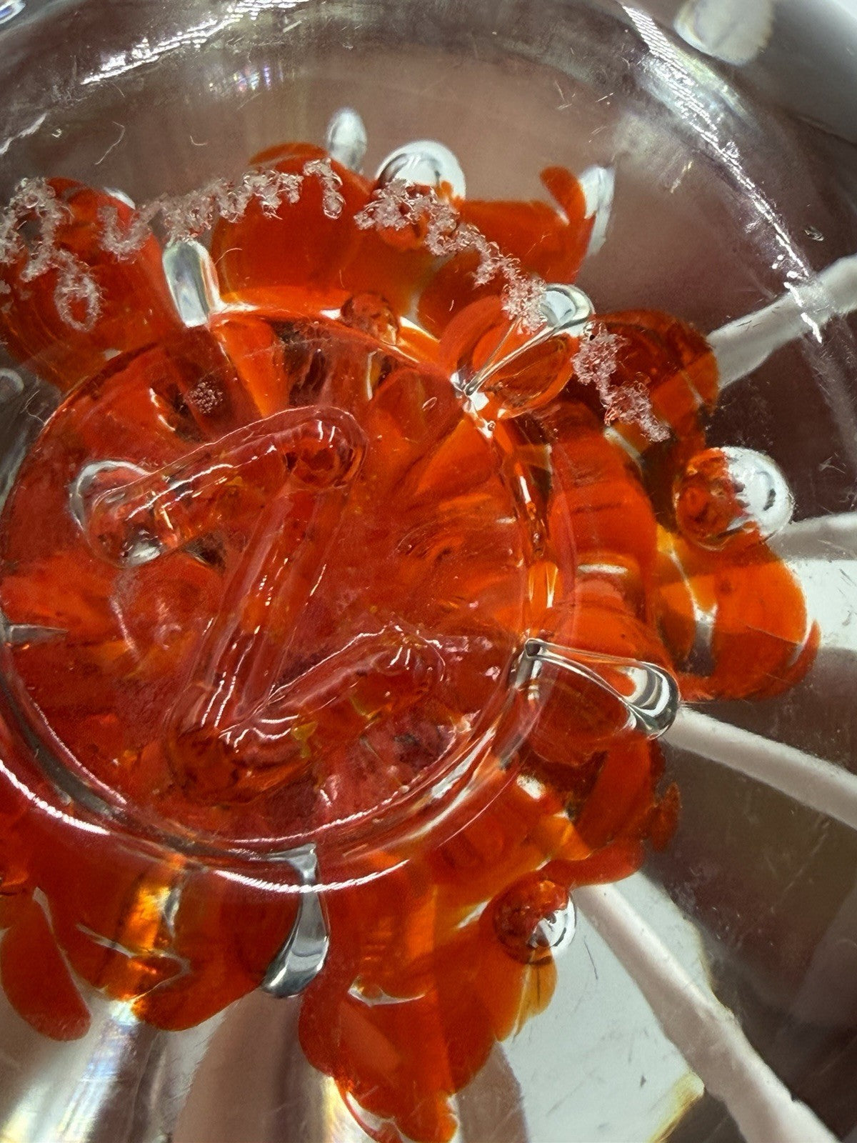 Vintage Joe Zimmerman Art Glass Paperweight Signed Floral Studio Designed 3”H