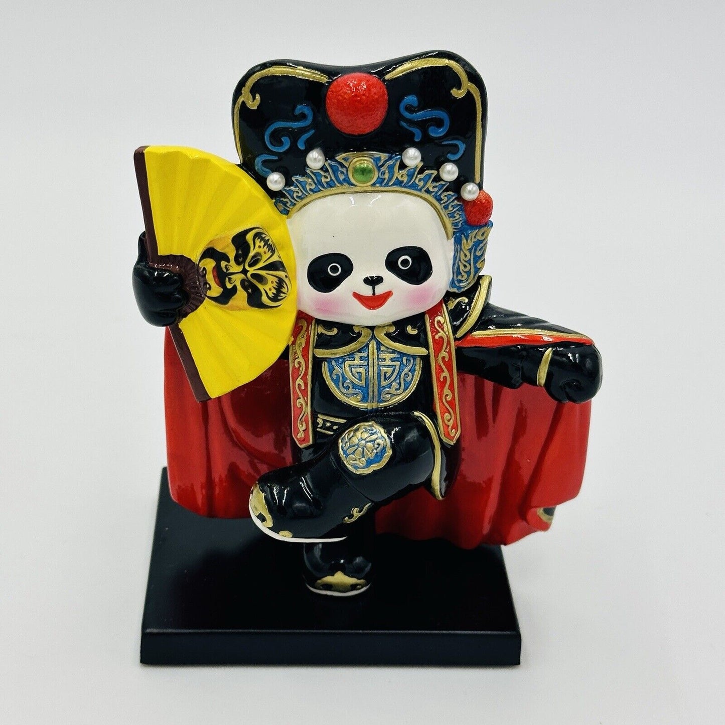 Chinese Complex Sichuan Dancing Panda Figurine Opera Ceramic Multicolor