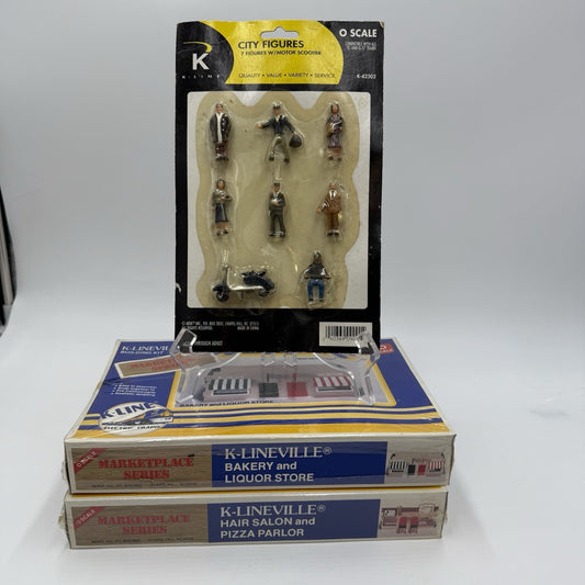 K-Lineville O Scale marketplace series bakery hair salon & pizza parlor Figurine