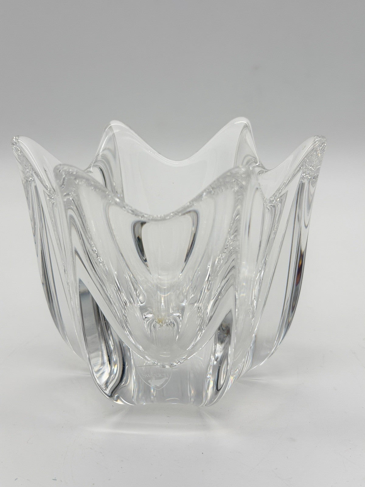Orrefors Art Crystal Belle Tulip Vase Bowl Votive Candle Holder Johannson 4”