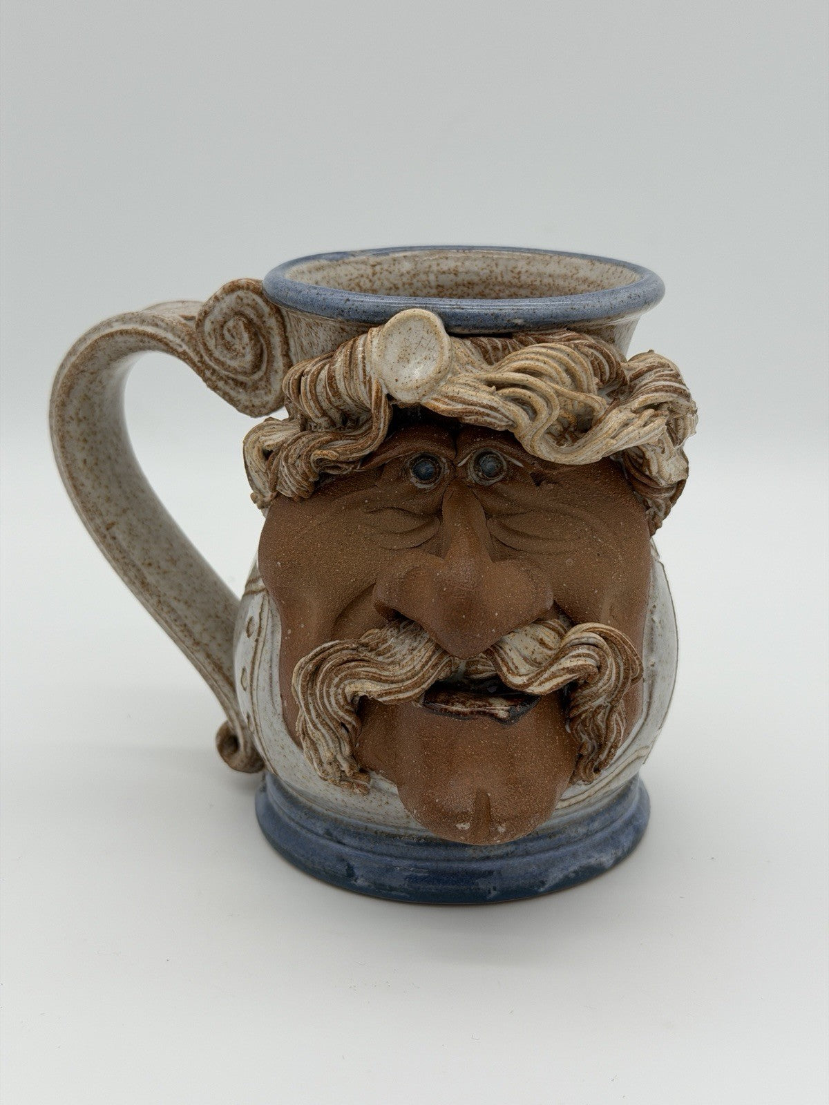 John Coiner Art Pottery Ugly Face/old Man Coffee Mug Folk Art Signed 1993 Large