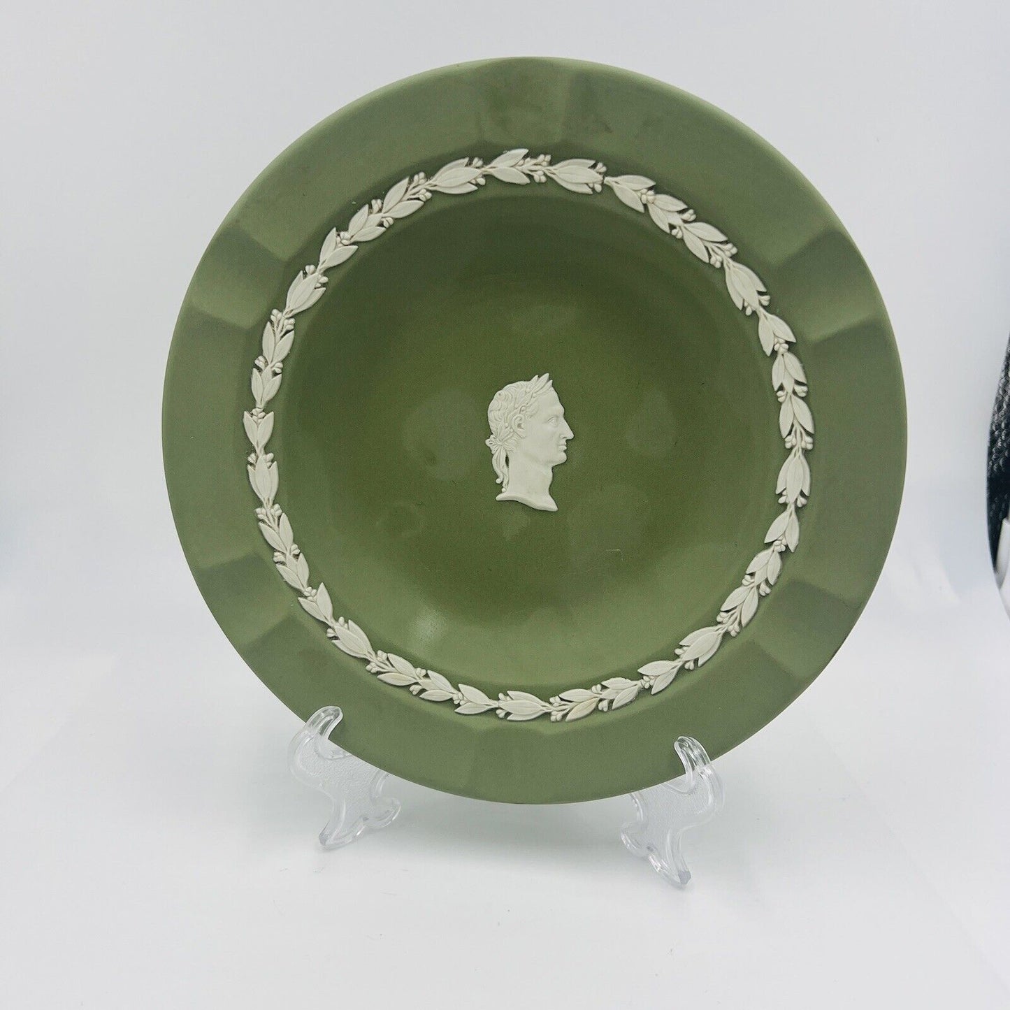 Wedgwood Green Jasperware Julius Caesar Side Profile Vintage Tray Plate