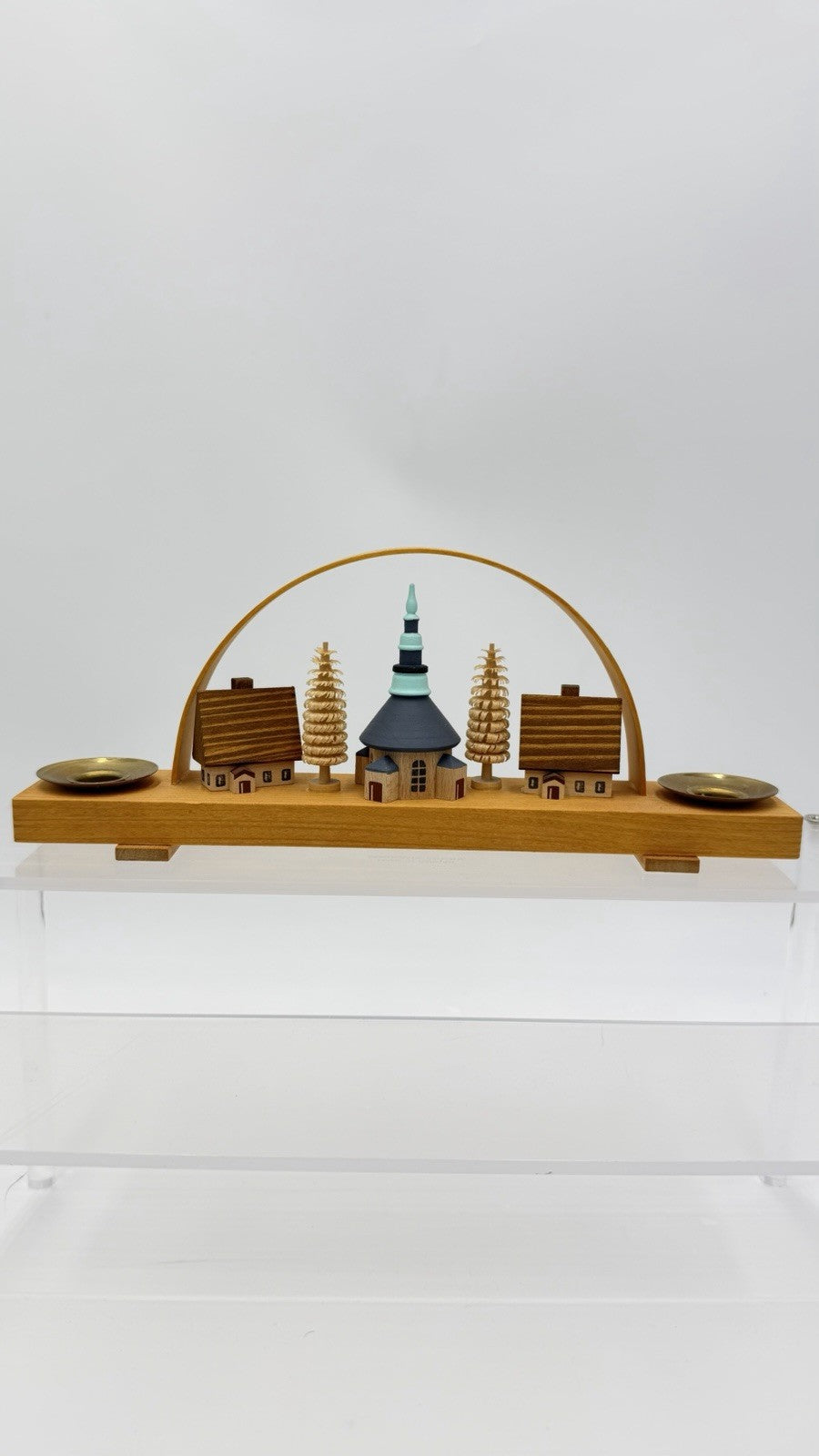 VTG Folk Art Wooden German Christmas Erzgebirge Schwibbogen Candle Holder Arch