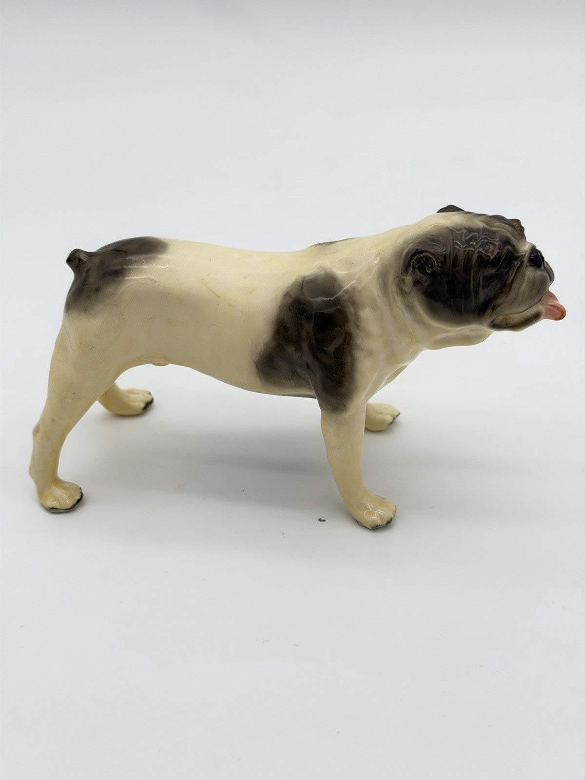 Vintage Mortens Studio Bulldog Figurine W/ Original Sticker Dog Ceramic Painted