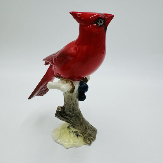 Hutschenreuther Kunstabteilung Cardinal Bird Figurine Porcelain Germany Red Vtg