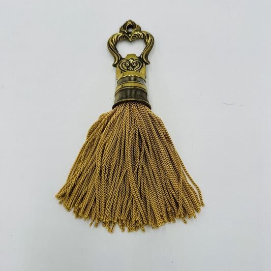 Rare MCM Brass Solid Tassel Gold 8in Hollywood Regency Style