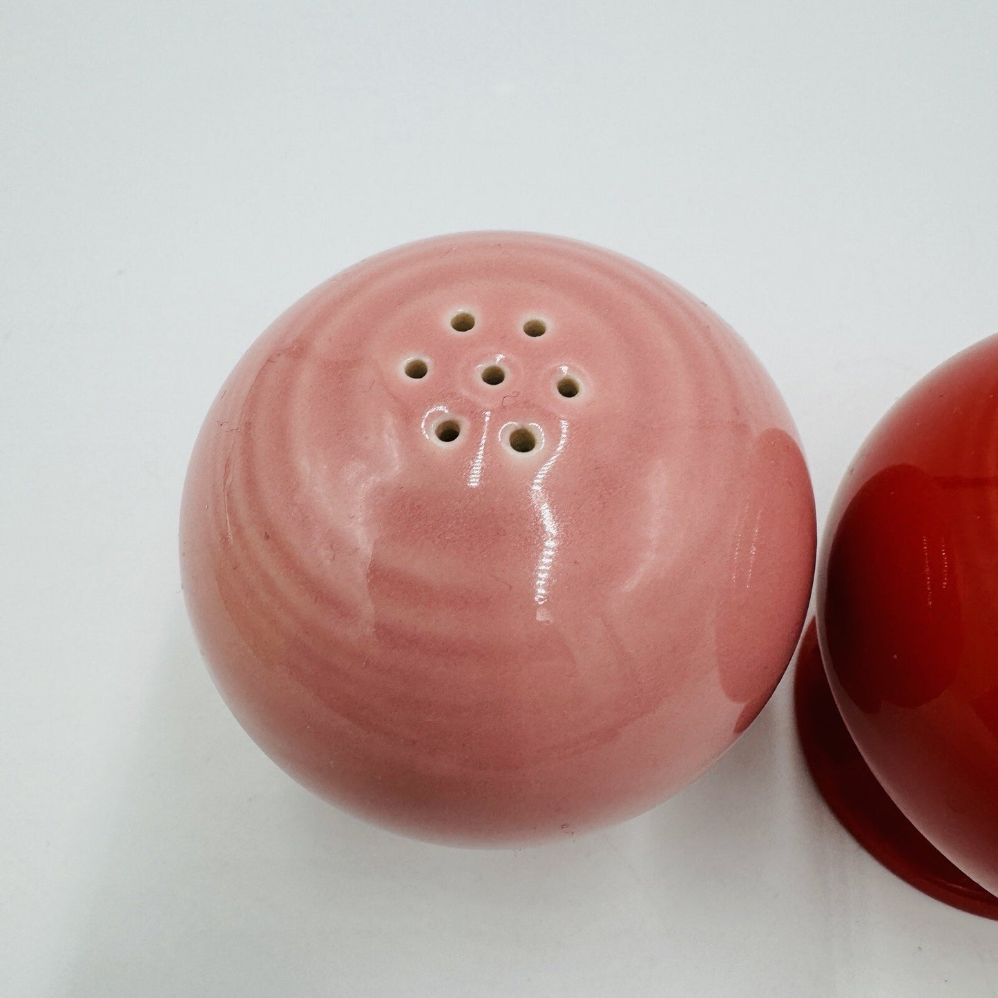 Fiestaware Salt And Pepper Shakers Red & Pink Set Pottery USA