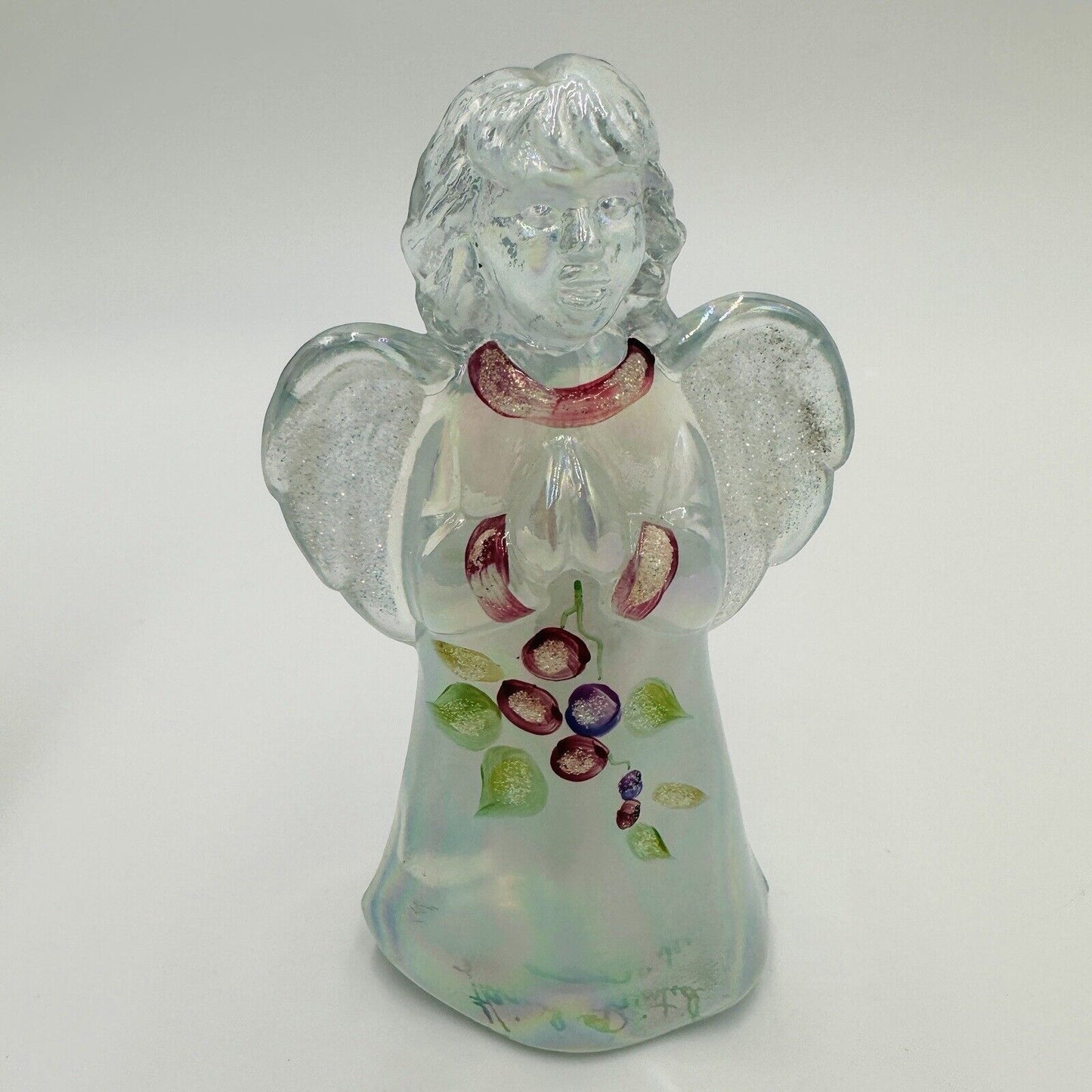 Fenton Angel Figurine 100 Year Anniversary Hand Painted Iridescent 2005 5in