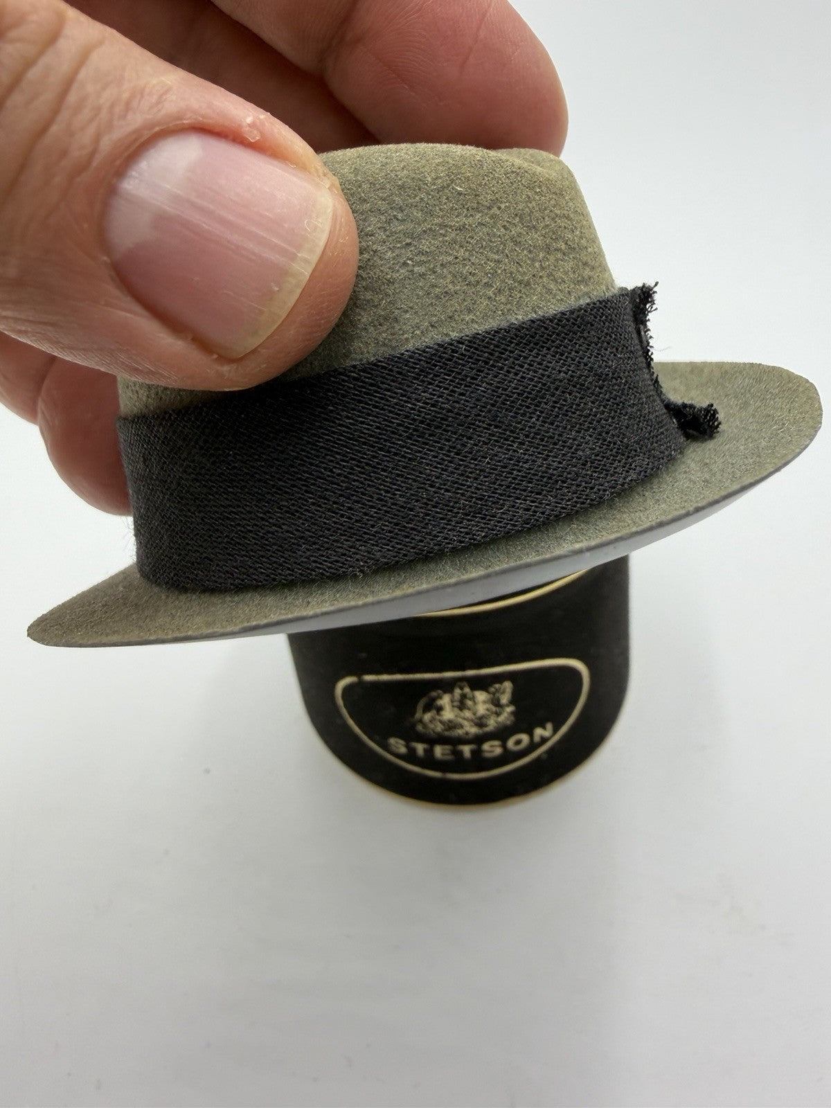 Stetson Salesman Sample Miniature Hat With Box  Velvet Gray Felt Fedora