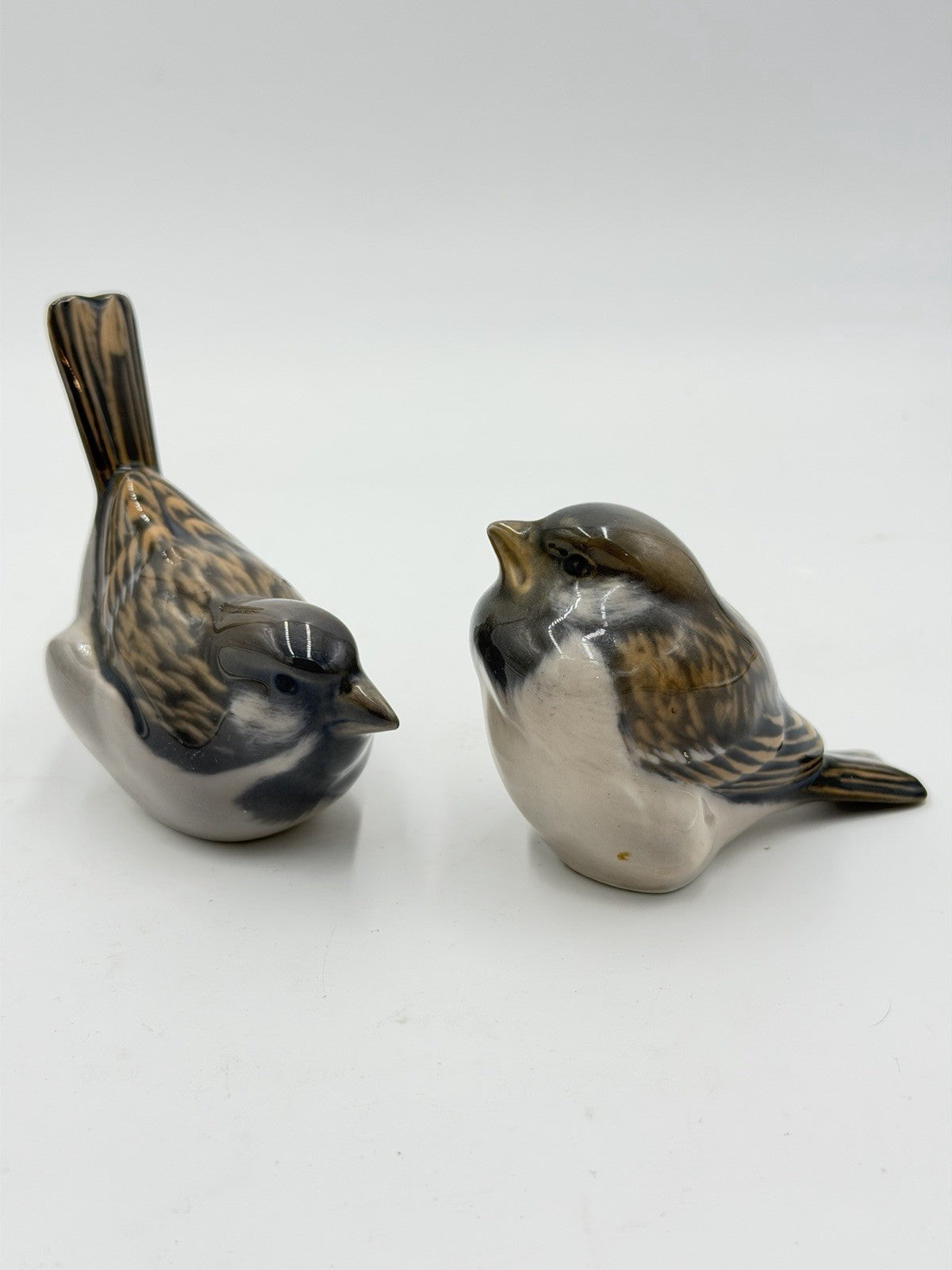 Royal Copenhagen Porcelain Sparrow Birds #1081 & #1519 Figurines Denmark Vintage