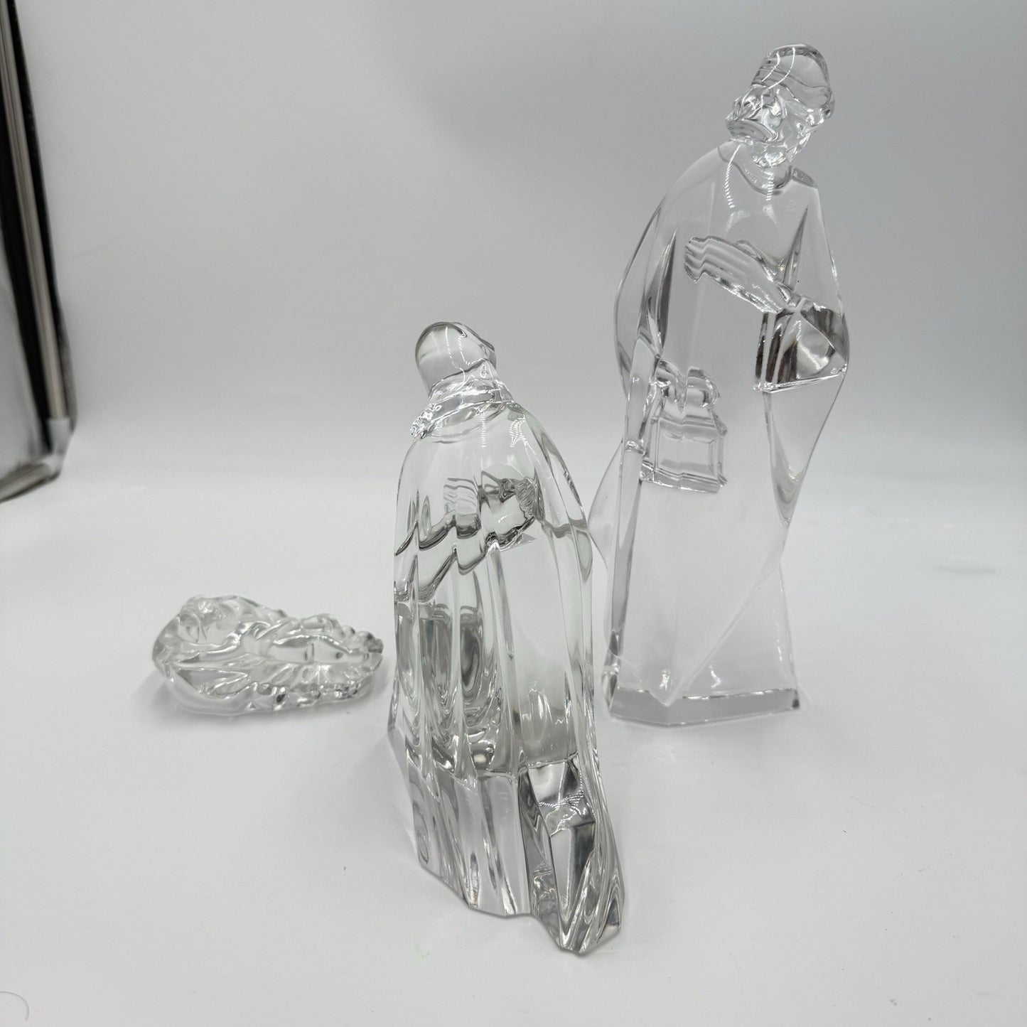 Mikasa Large Lead Crystal 3 Piece Nativity Set Jesus Mary Joseph Germany Vintage