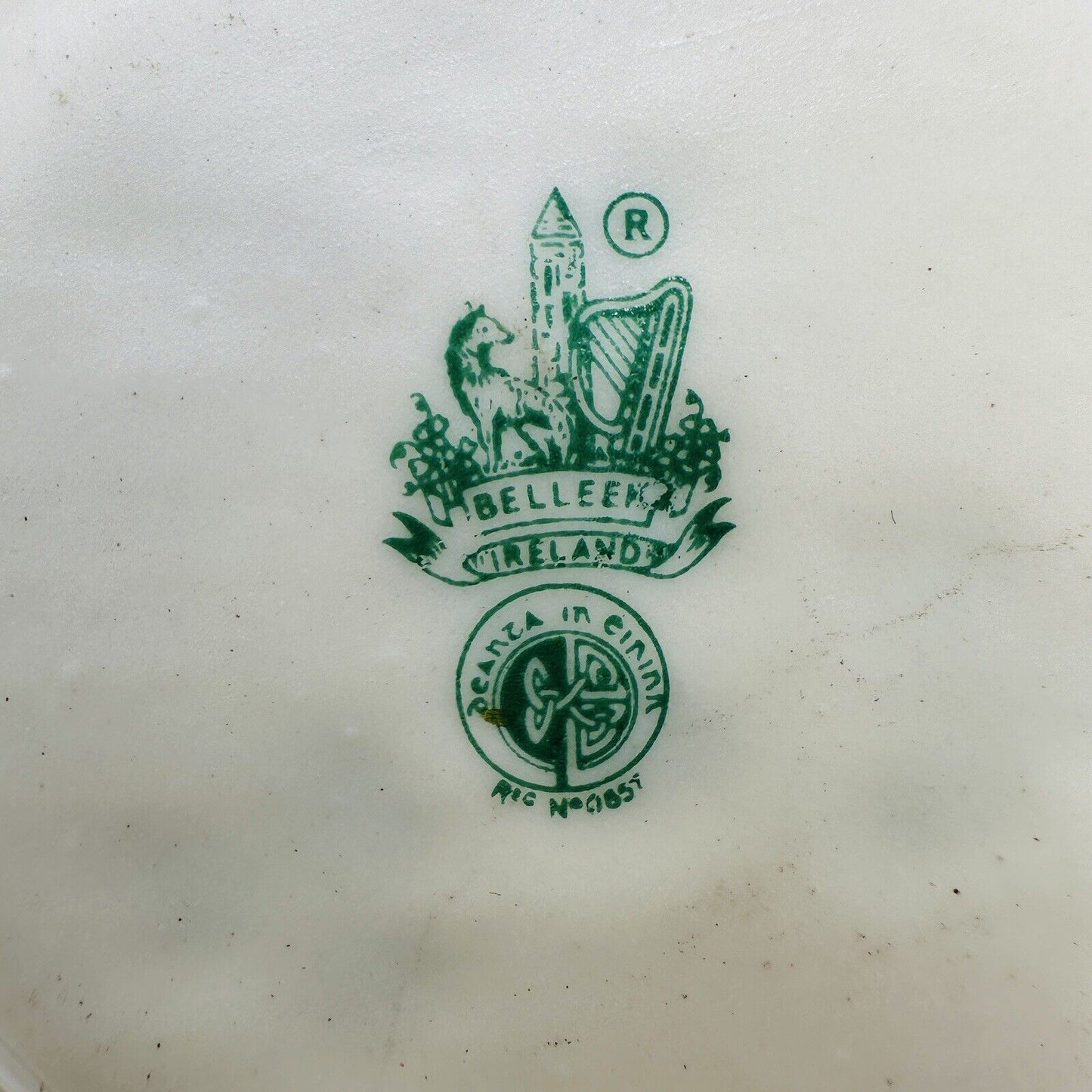 Belleek Ashtray Shamrocks 6th mark 1965 -1980 Ireland Small Vintage Porcelain