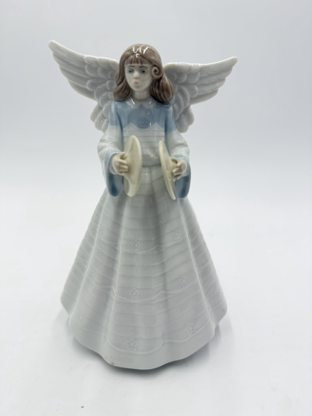 Lladro Spain Porcelain Angel Tree Topper 5876 Angelic Cymbalist 7.2”H Figurine