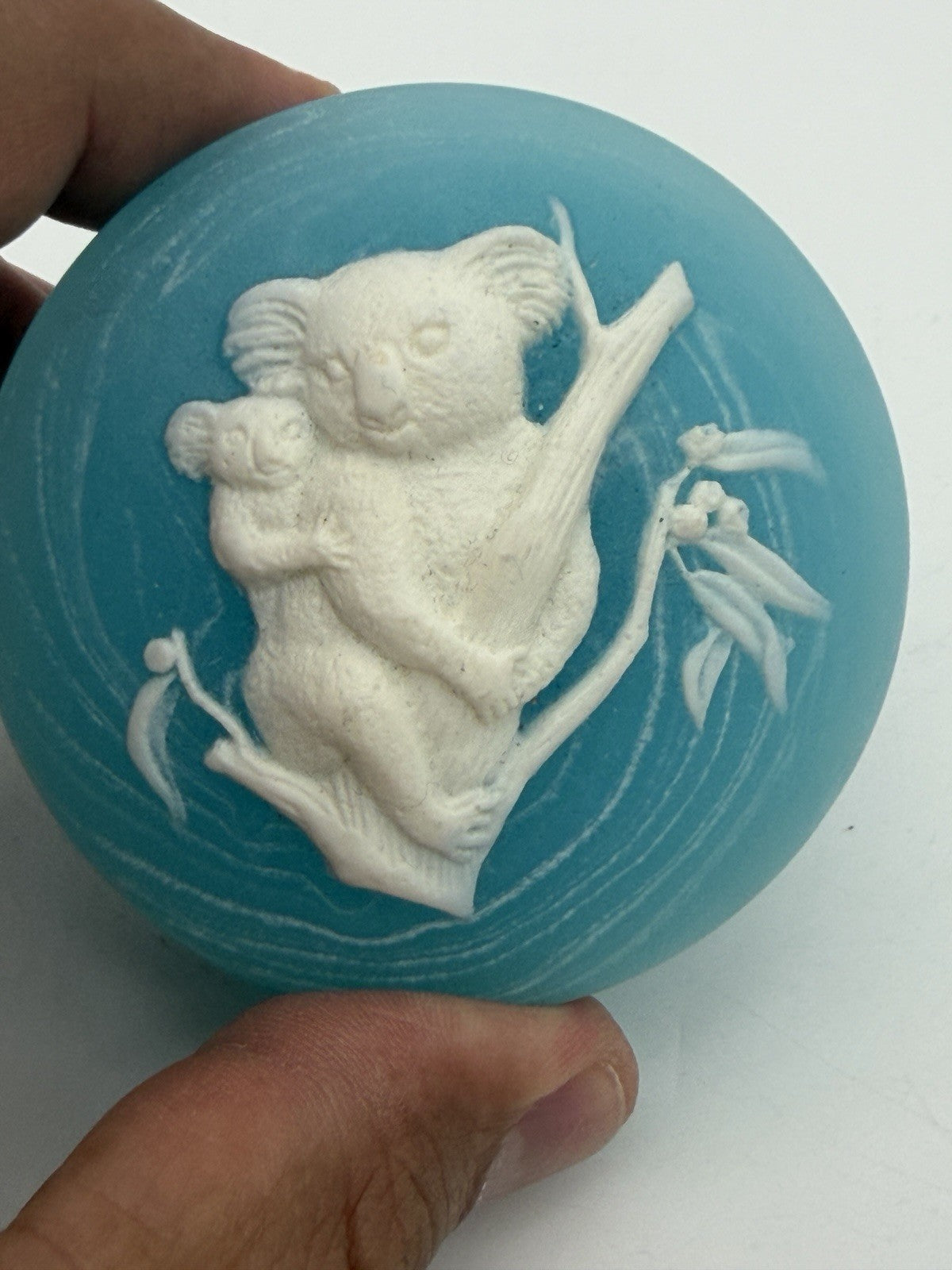 Genuine Marlestone Koala Bear & Baby Blue Australia Trinket Box Vintage