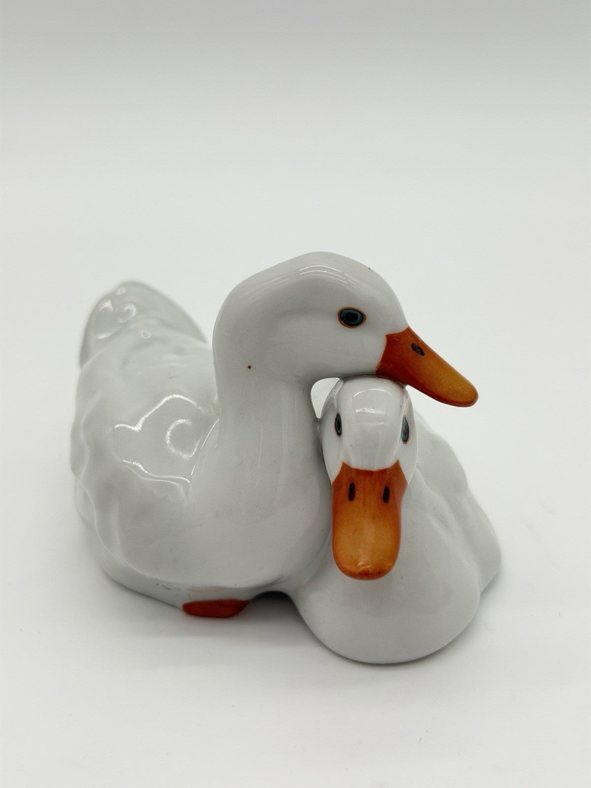 Herend Hungary Porcelain Ducks White Hand Painted 1950 Vtg Figurine