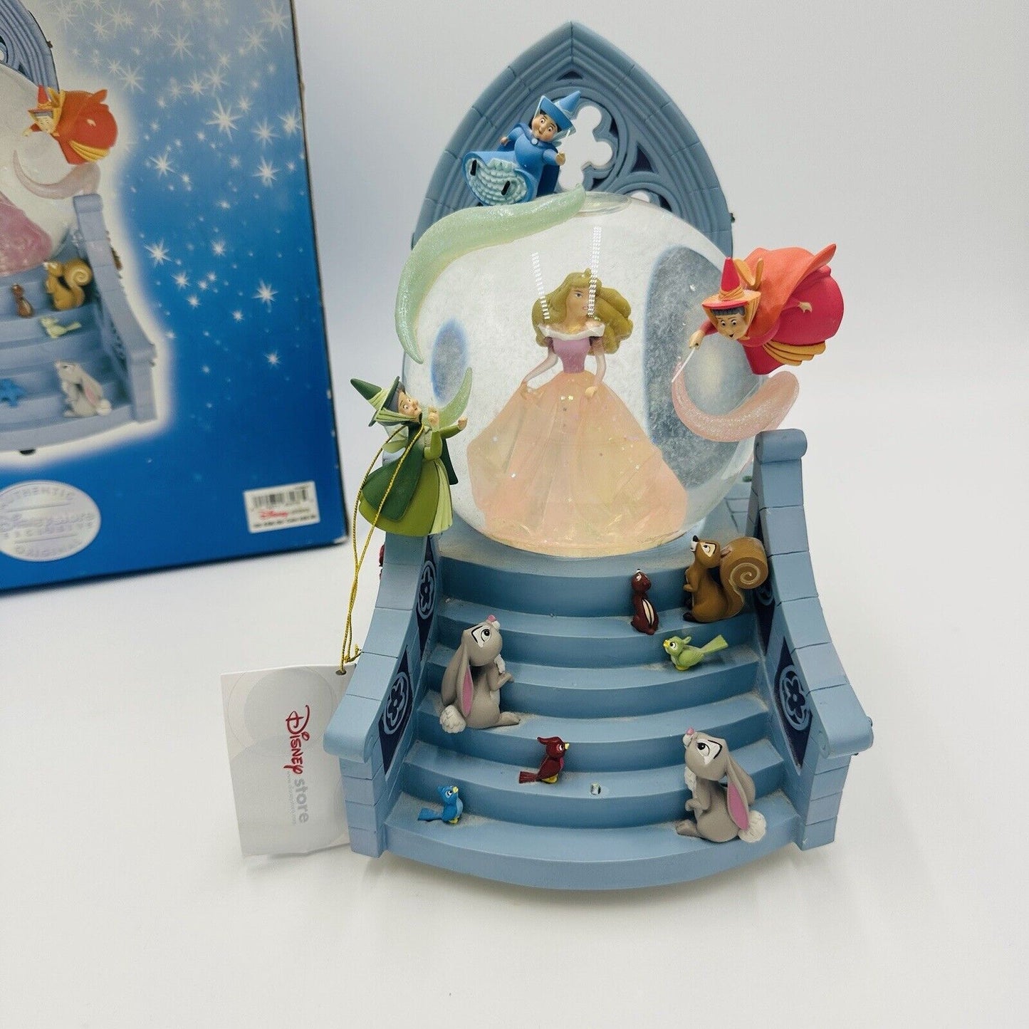 Disney Store Snow Globe Aurora with Fairies Once Upon A Dream Song Works W/box