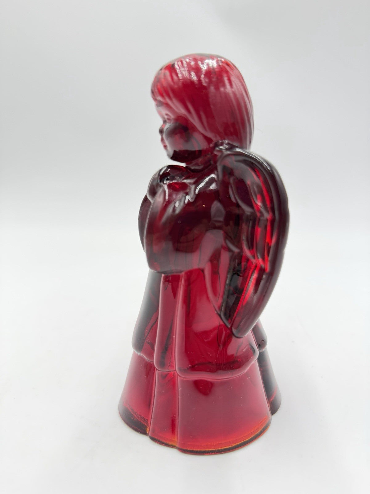 Fenton Art Glass USA Ruby Red Praying Angel Figurine 5.5” Rare Vintage
