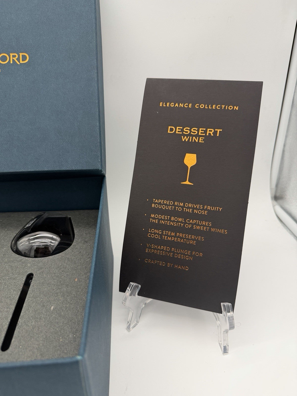 Waterford Crystal Ireland Elegance Optic Dessert Wine Glass Pair New Boxed Clear