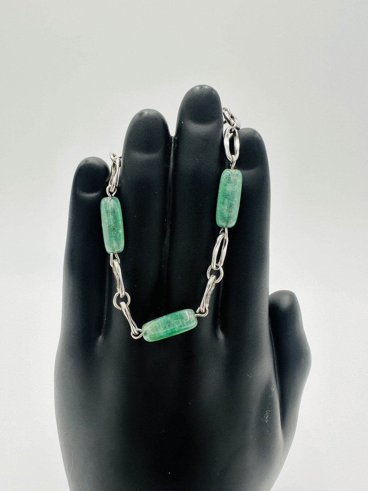 Krementz Bracelet Women's Jewelry Sterling Silver Green Glass Jade Vintage Mark