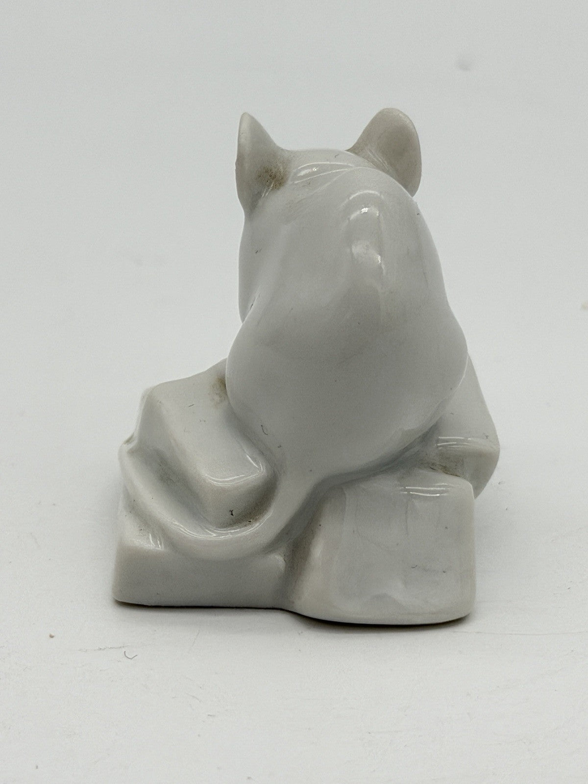 Rare Royal Copenhagen Denmark Porcelain White Mouse On Sugar Cube 1.2” Figurine