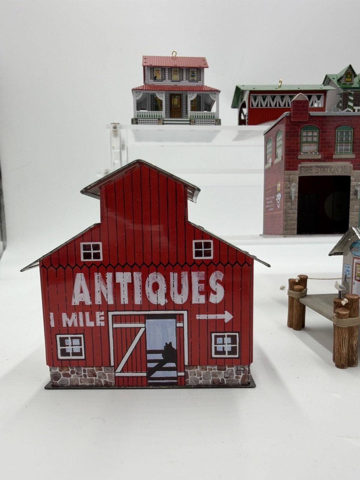 Hallmark Pressed Tin Ornaments Town & Country Series 1999-2003 Christmas 8 Pcs