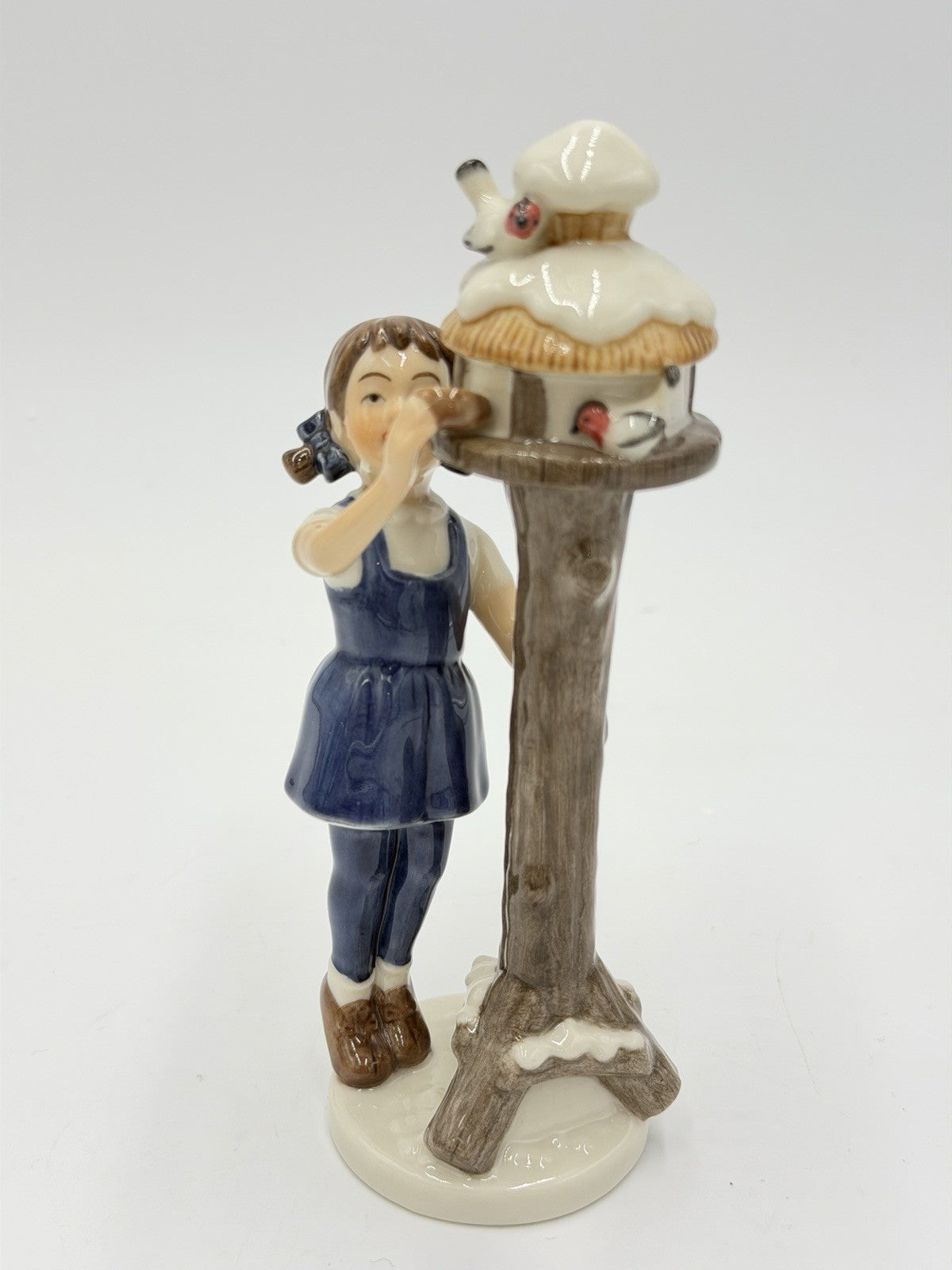 Royal Copenhagen Denmark Porcelain Painted Figurine 2001Girl Feeding Birds #757