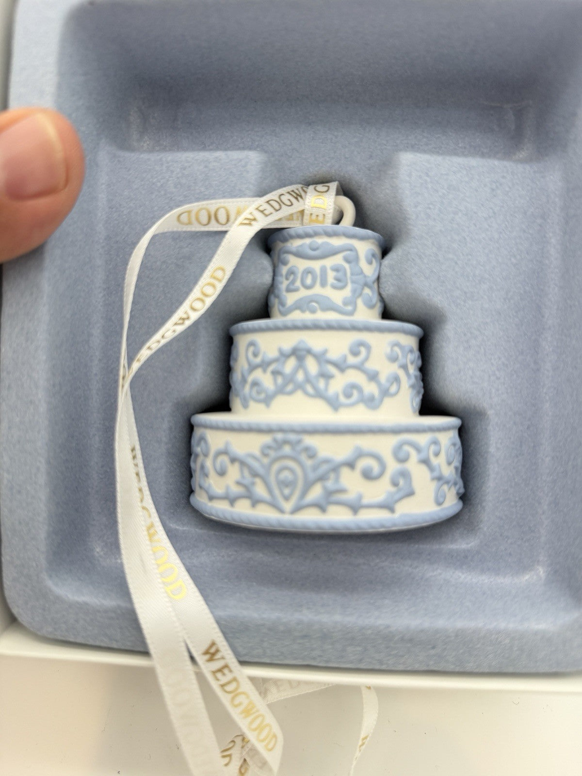 Wedgwood Jasperware First Christmas Together Wedding Cake 2013 Hanging Ornament