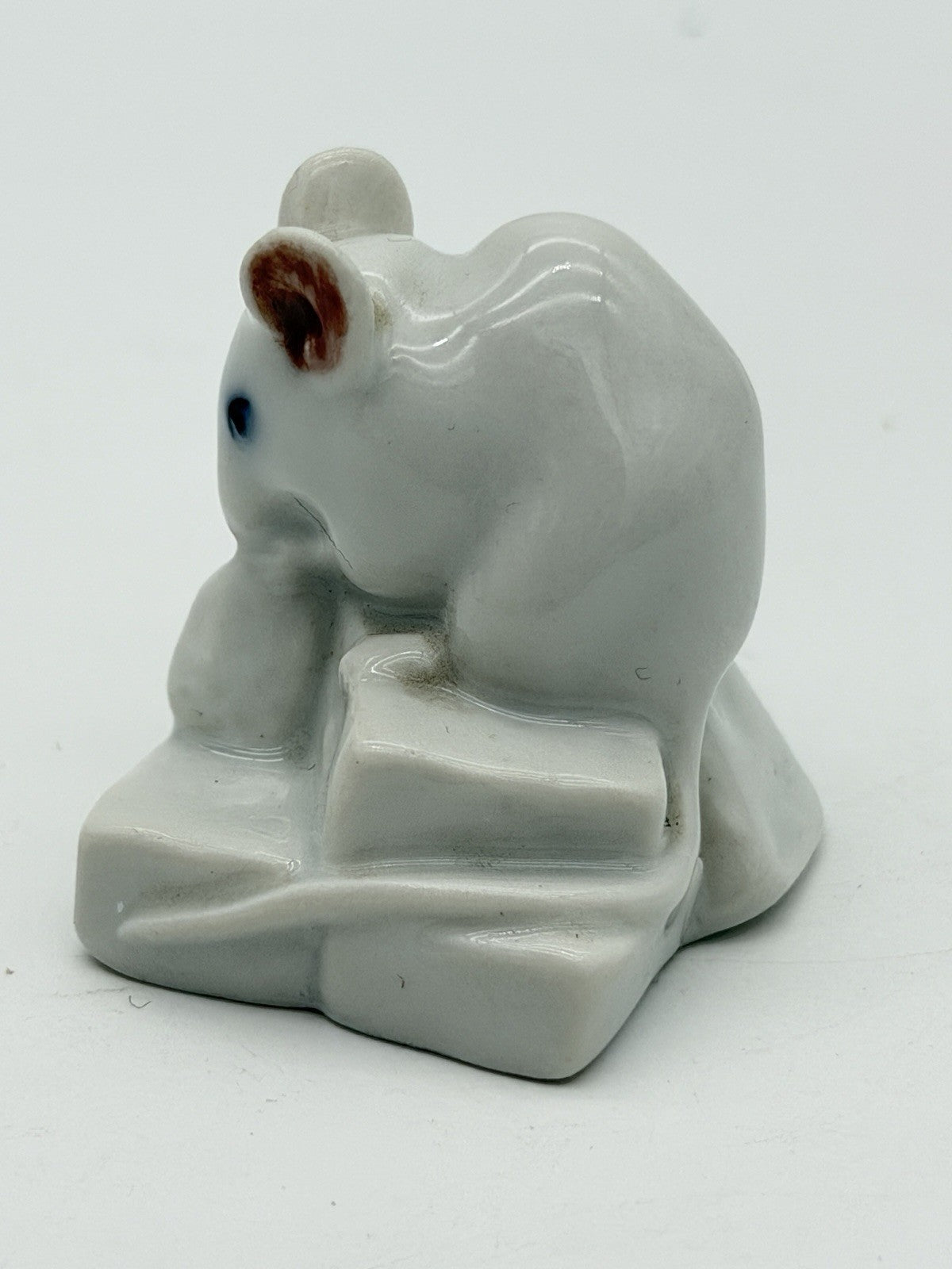 Rare Royal Copenhagen Denmark Porcelain White Mouse On Sugar Cube 1.2” Figurine