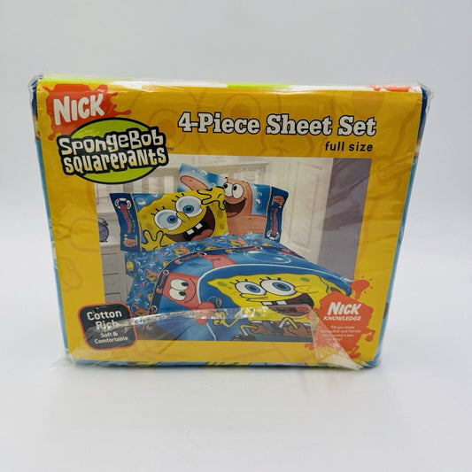 Viacom SpongeBob SquarePants Full Size 4 piece Sheet Set Cotton Vintage 2005 New