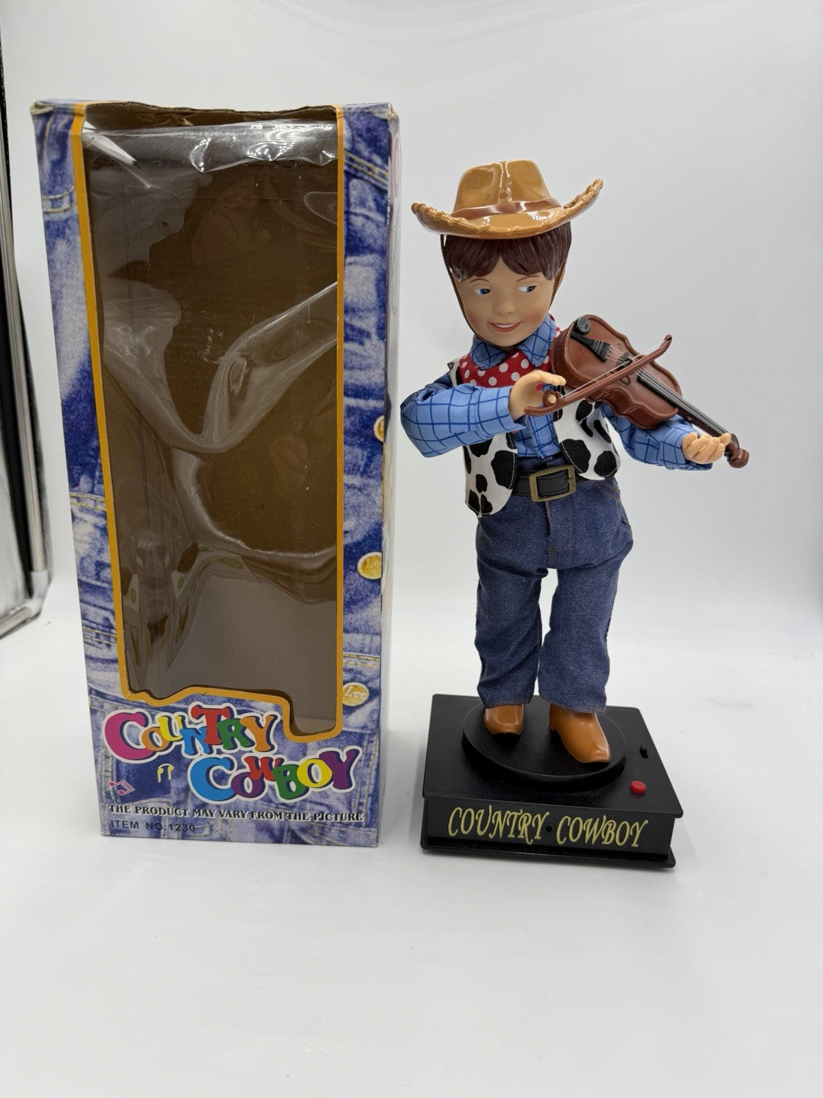 2003 Feng DYI Country Cowboy Violin Musical Doll Animated Performer 13” Rare