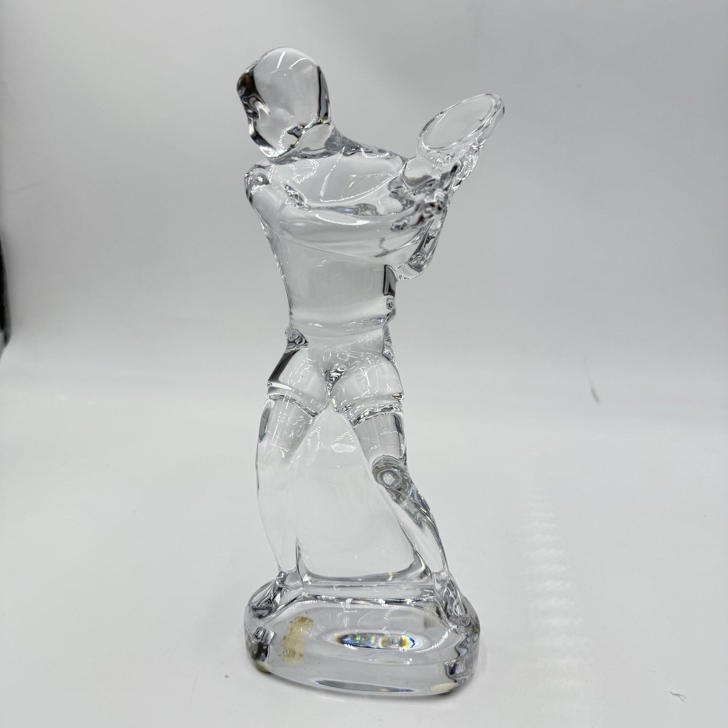 Baccarat France Crystal Tennis Player 9.5” Statue Figurine Clear Signed Vintage