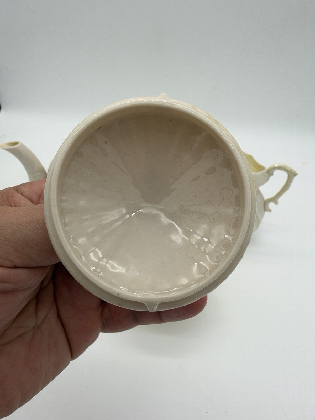 Belleek Ireland Limpet Shell Pattern Teapot Creamer &sugar Bowl 2nd Green Mark