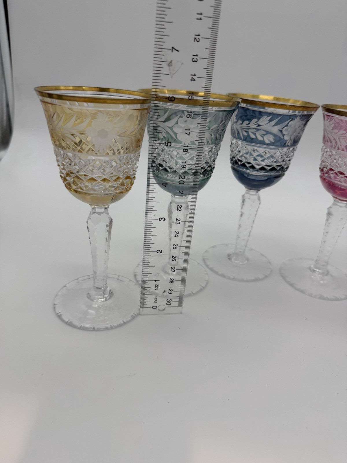 Ebeling & Reuss Marchioness 6”H Claret Wine Goblets Multicolor 6 PCs Crystal