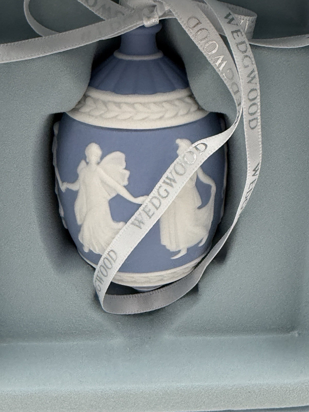 Wedgwood Jasperware Dancing Hours Blue/white Christmas Ornament Porcelain