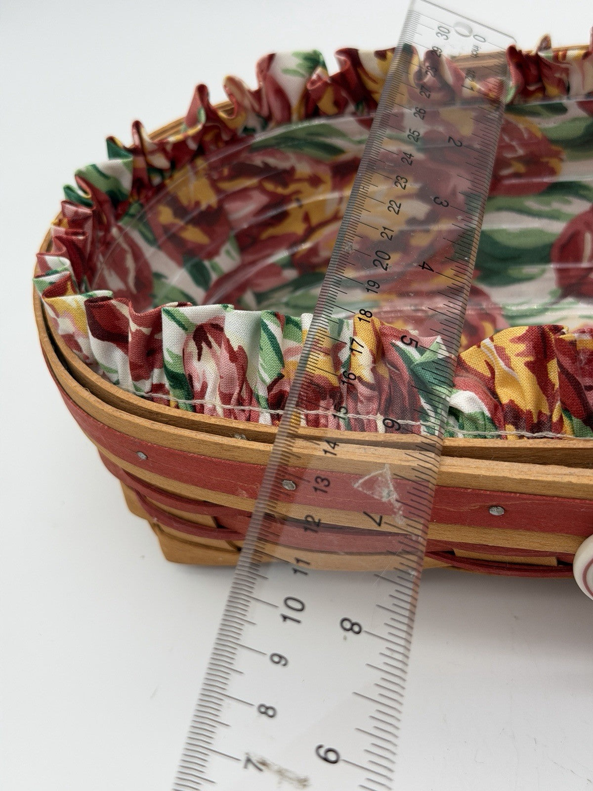 Longaberger 1995 May Series Red Tulip Basket Liner /Protector /Tie-On Oval VTG