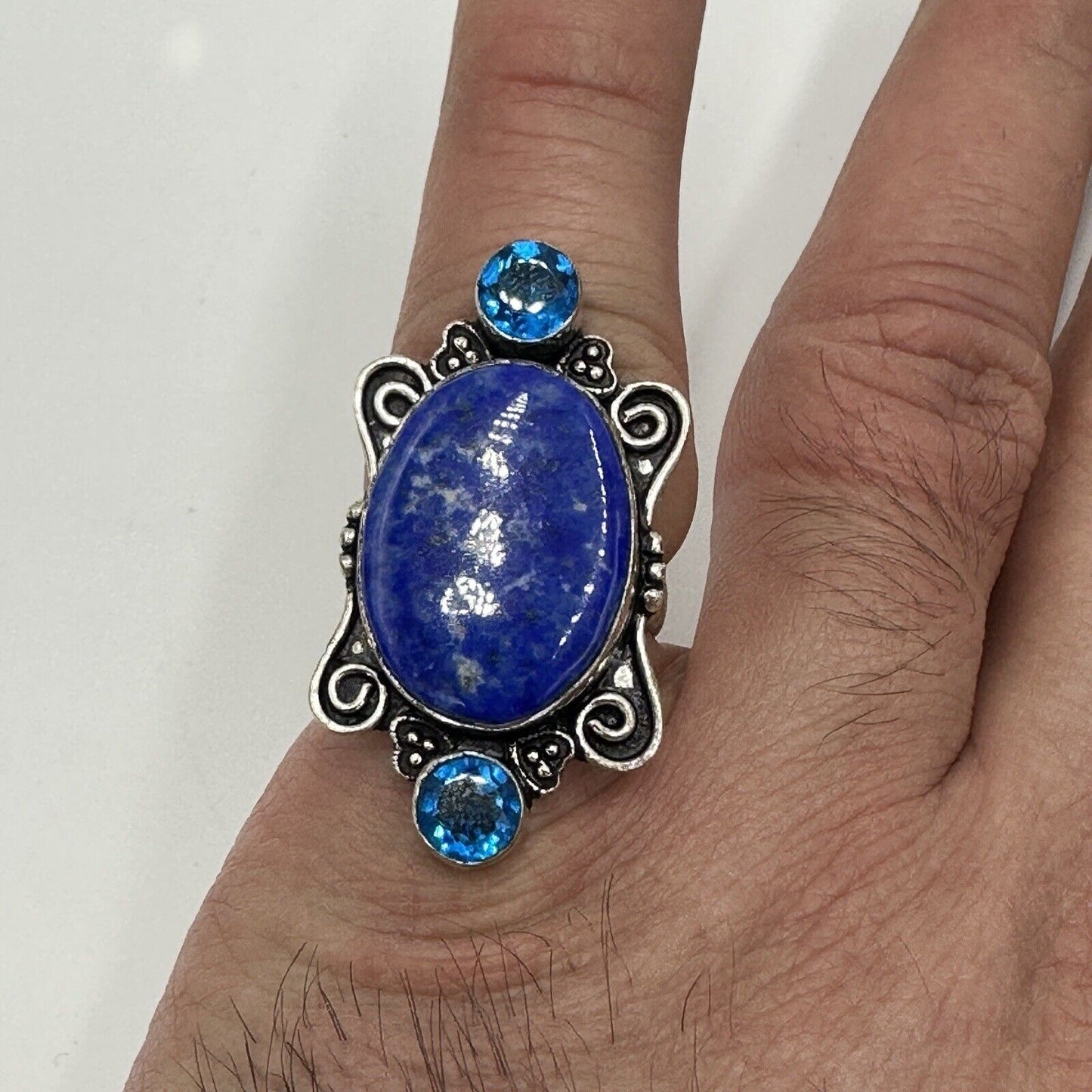 Lapis Women's Jewelry Ring Size 5 Sterling Silver 925 Lazuli Blue Antique