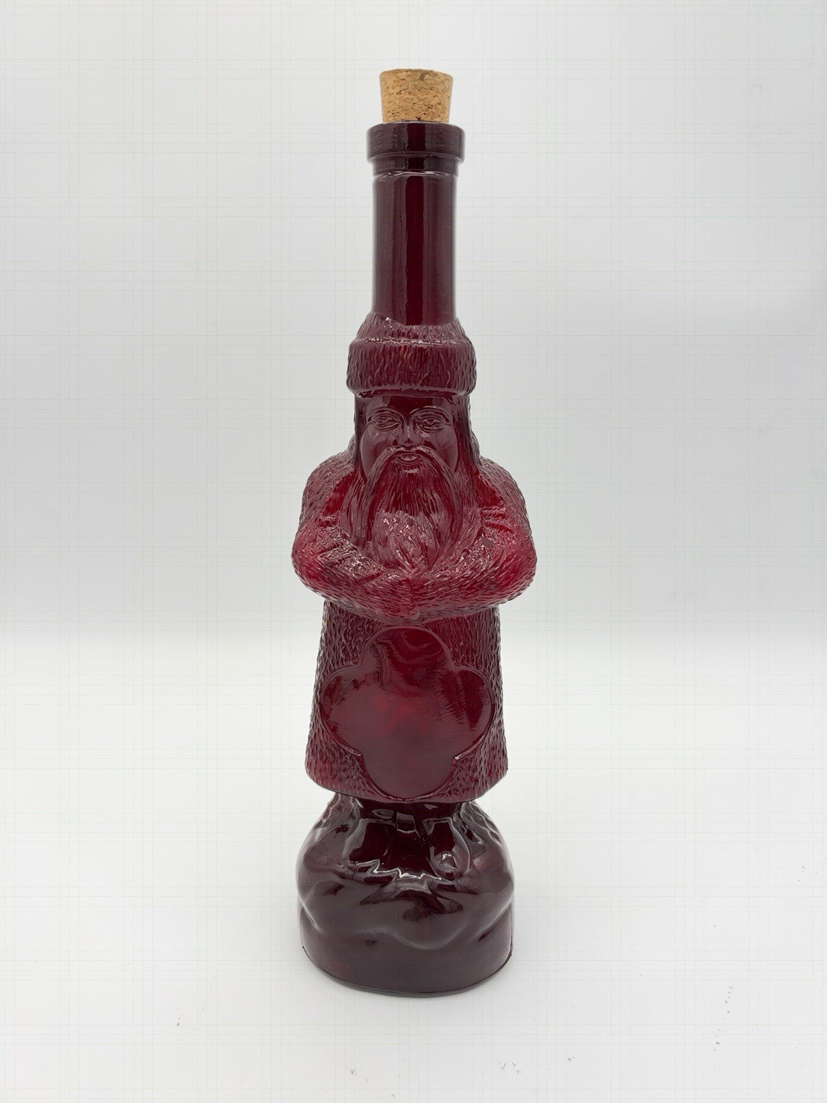 Vintage Belsnickel Ruby Red Art Glass Santa Claus Decanter Bottle Christmas 12”