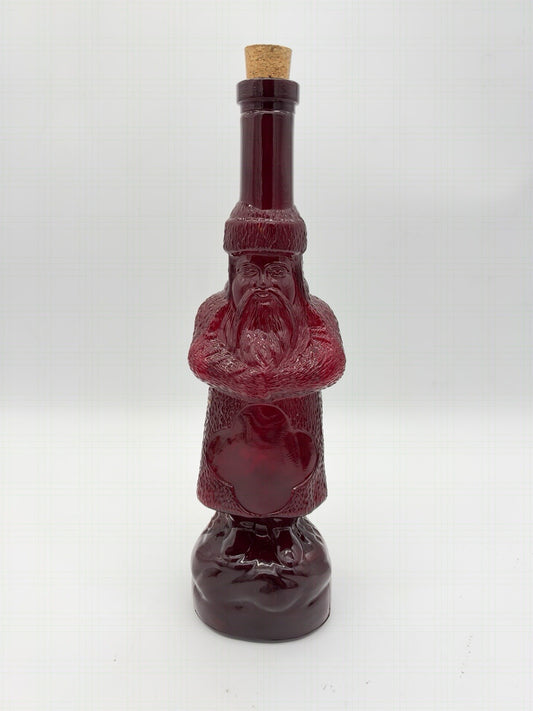 Vintage Belsnickel Ruby Red Art Glass Santa Claus Decanter Bottle Christmas 12”