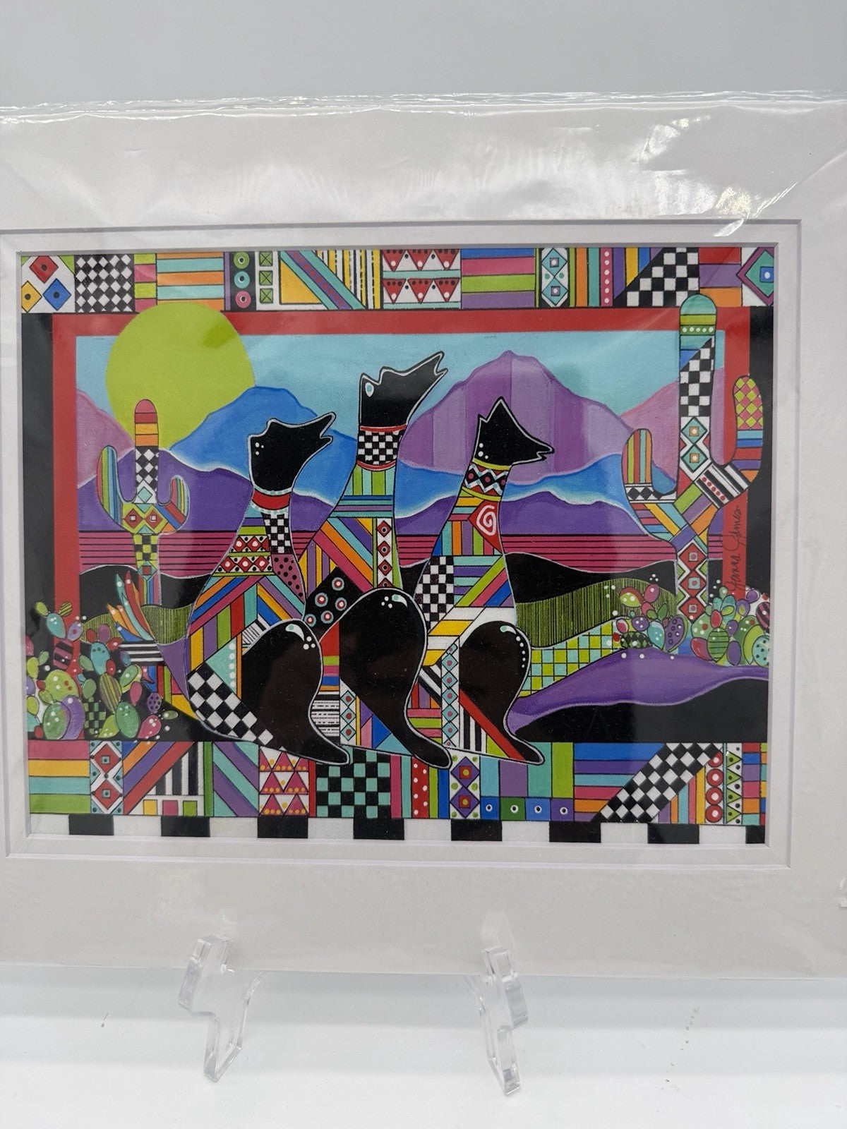 Jonna James Fine Art Desert Dawgs Archival Print Matted 10x7 Signed Vintage